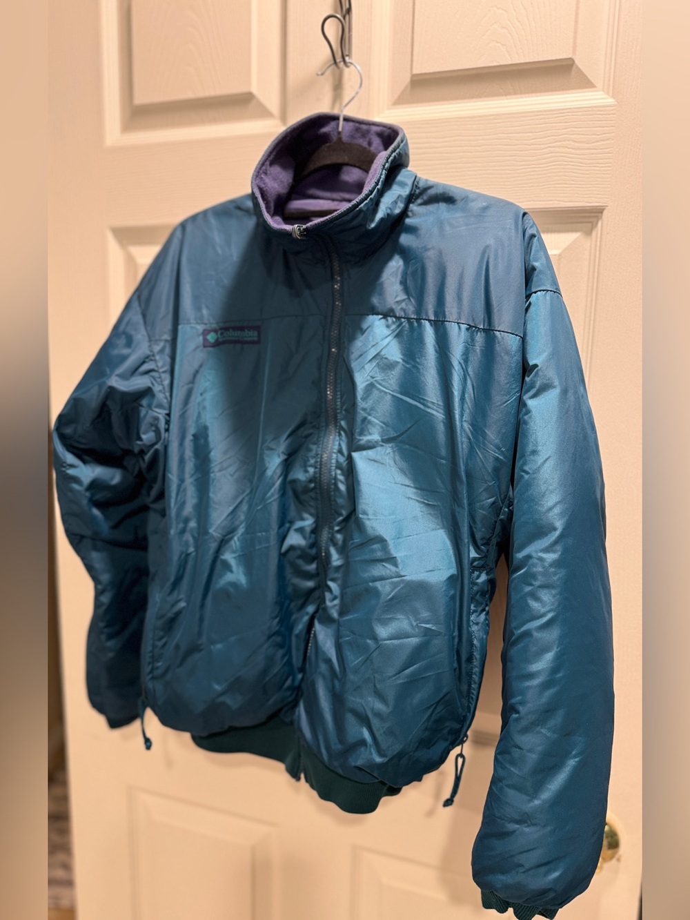 VTG 90s Columbia Reversible Down Puffer Jacket Men's Small Teal Purple - Picture 5 of 12